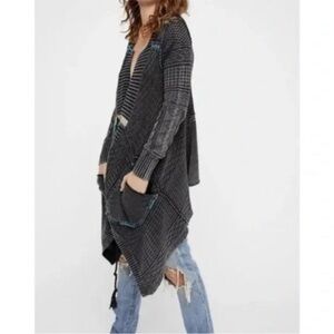 Free People “all washed out” charcoal grey cardigan size small